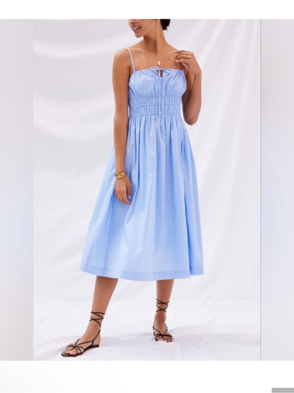 Anthropologie Sunday In Brooklyn Smocked Midi Dress Sky Blue L Cottagecore